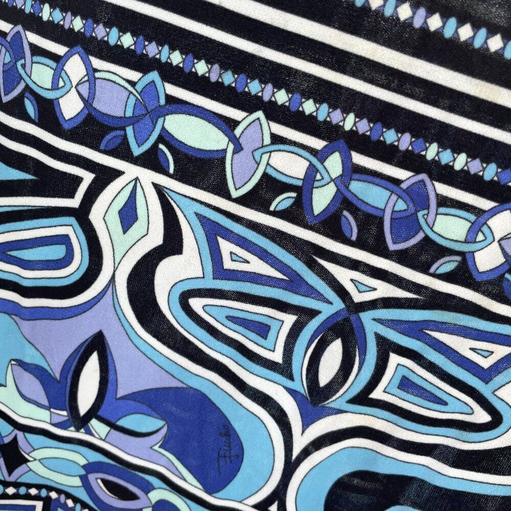 Emilio Pucci Silk Blend Square Neck Geometric Printed Top in Size 10 - Picture 6 of 11